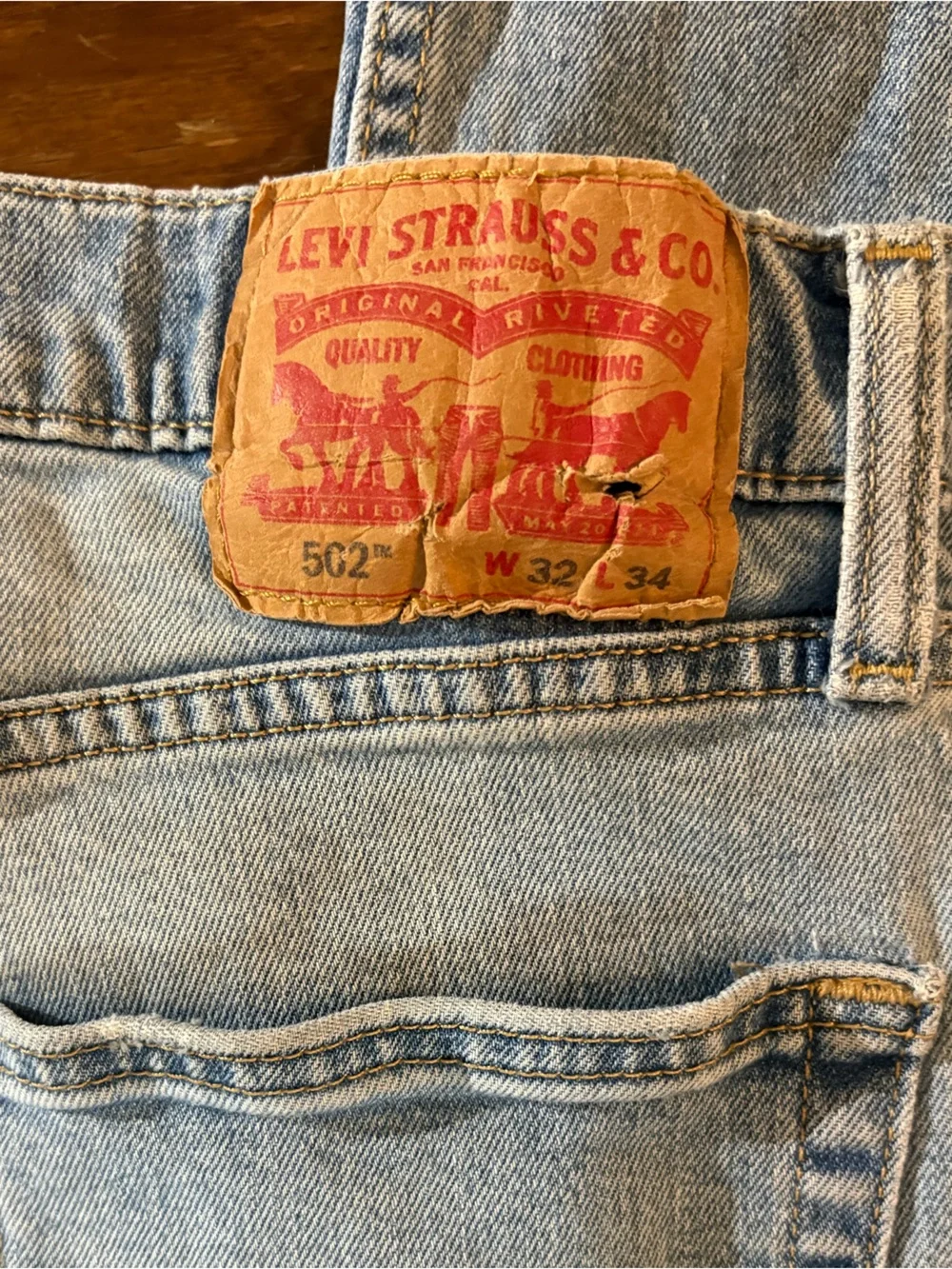 Levi’s 502 blue light was straight leg pants jeans size 32x34